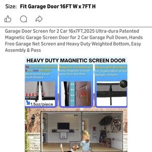 Magnetic Garage Door Screen - Black